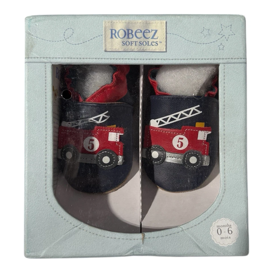 Robeez 男宝宝 消防车 消防员 软底鞋 尺码 0-6 个月 — 第 1/1 张图片