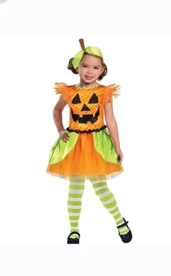 Pumpkin Jack O Lantern Girls Halloween Costume New Size Small 6X - Image 1 of 3