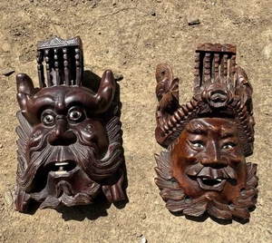 UNIQUE ANTIQUE CHINESE HAND CARVED MASK - ROSEWOOD? - Picture 1 of 21
