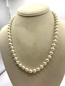 Ivory Colored Glass Hand Knotted Faux Pearl Necklace - Picture 1 of 4