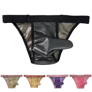 Men's Latex Underpants for Parties Sexy SeeThrough TBriefs for Nightclubs - Picture 1 of 9