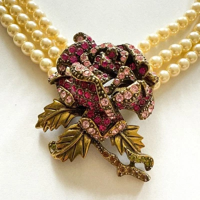 Collar Heidi Daus Bisutería Estrás Rosa Elegancia Rosa y Perlas Foto 1 de 4