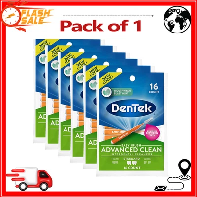 Pacote com 6 limpadores interdentais DenTek Easy Brush Advanced Clean, padrão, 16 unidades - Imagem 1 de 4