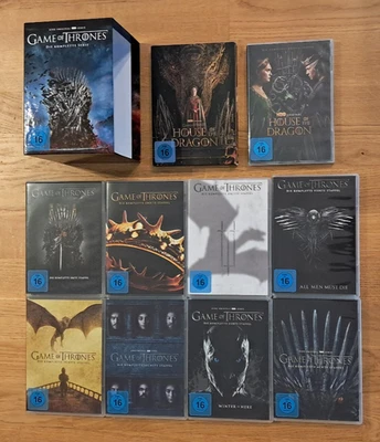 DVD Komplettbox Game of Thrones 1 2 3 4 5 6 7 8 und House of Dragon Staffeln 1 2 - Bild 1 von 4