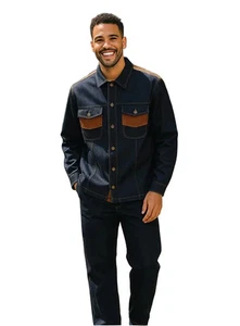 Men's Stacy Adams Two Piece Matching Walking Set Leisure Suit 1528 Denim - Picture 1 of 1