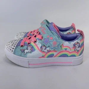 Skechers Twinkle Toes Unicorn Blue Glitter Kids Sz 11 Hook And Loop Sneakers - Picture 1 of 7