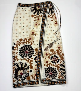 FARM Rio Flower Fan Wrap Skirt Size Small Off White Midi Tapestry Tassled - Picture 1 of 13