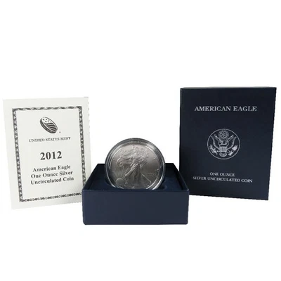 Caja American Silver Eagle 2012-W bruñida $1, OGP y certificado de autenticidad Foto 1 de 3