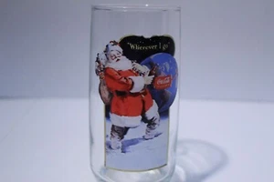 Vintage Coke Santa Glass "Wherever I Go" Coca Cola 93761 One Of Three - Picture 1 of 6