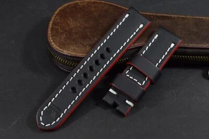UHRENARMBAND 20/20 115/75 MM IMOLA SCHWARZ ROT WEISS ECHT LEDER RACING BAND 537 - Bild 1 von 7