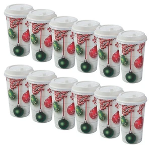 16 oz. Bulk 60 Ct. Holiday Shiplap Disposable Paper Coffee Cups with Lids - Picture 1 of 1