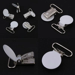 10Pcs 25mm Round Suspender Braces Pacifier Strap Holder Clip Making Tools(White) - Picture 1 of 20