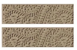 Bungalow Flooring Waterhog Stair Treads Leaf Design Brown / Blue Choice Set of 2 - Picture 1 of 7