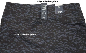 M&S Womens Marks and Spencer Blue Black Leggings Size 24 22 Short - Picture 1 of 7