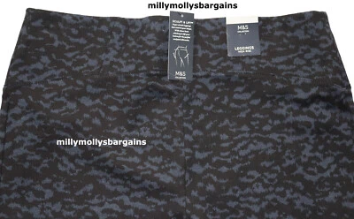 M&S Womens Marks and Spencer Blue Black Leggings Size 24 22 Short - Image 1 of 4