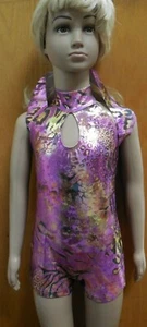 NWT Foil Shorty Unitard Acro Contemporary Dance Costume child/ladies Mock tneck - Picture 1 of 7