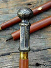 Antique Brass Long Head Handle Vintage Wooden Cane Walking Stick Victorian Gifts