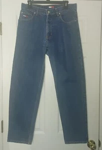 Vintage Tommy Jeans 34x30 Blue Denim ***Actual 32*** LOGO Hilfiger 90's - Picture 1 of 8