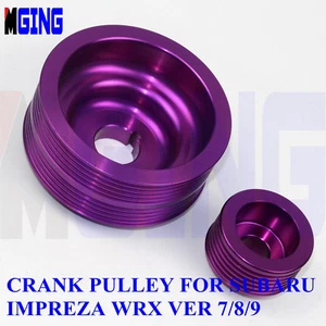Crank Pulley Impreza For Subaru WRX V. 7 8 9 GDB GDA 02-07 EJ20T EJ25 2.0L Purpl - Picture 1 of 5