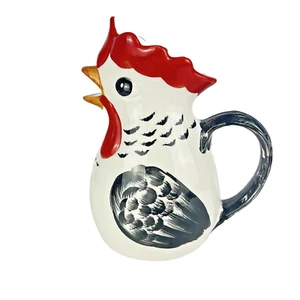 Vintage Italian Ceramic Rooster Pitcher Hand Painted Farmhouse Country 9" Tall - Picture 1 of 15