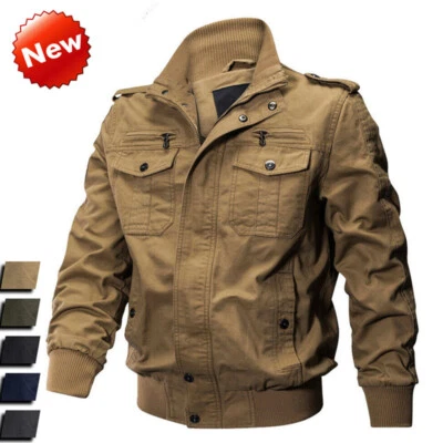 Men's Military Cargo Jacket Cotton Coat Army Winter Work Tactical Bomber Jacket - Image 1 of 4