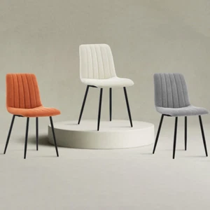 4Pcs Chenille Fabric Dining Chairs with Upholstered Seat & Metal Legs Multicolor - Picture 1 of 23