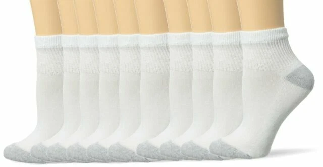 Hanes Cushioned Women's Athletic Socks Ankle 10 Pair - White