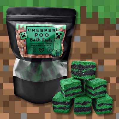 RAINBOW SENSATION Mr Creepy - Fizzy Bath Bomb Rocks -Mine craft Inspired Gamer Gift Kids Boy Girl
