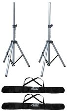Audio2000'S AST4397P2 Two-Pack Silver Speaker Stands with Two Carrying Bags -New