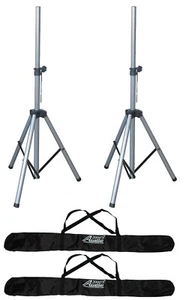Audio2000's AST4397P2 Zweierpack silberne Lautsprecherständer mit zwei Tragetaschen - Neu - Bild 1 von 3
