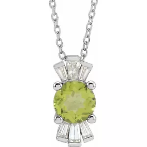 Collar de peridoto natural blanco de 14 K y 1/6 CTW diamante natural 16-18 - Imagen 1 de 3