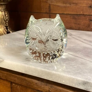 Vintage Blown Glass Owl Paperweight Bulicante Bubble, Pilgrim Glass - Picture 1 of 8