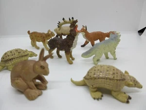 8 VINTAGE SAFARI NORTH AMERICAN WILDLIFE FOX HARE WOLF LYNX FIGURE 1 3/4-2 3/4" - Picture 1 of 3