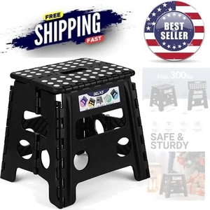 Folding Step Stool Plastic 13 inch Non-Slip Lightweight Safe for Kids Adults - Picture 1 of 9