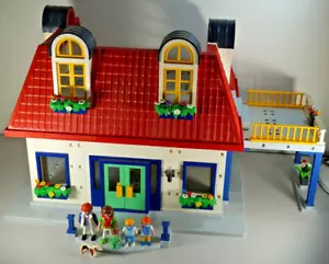 PLAYMOBIL Vintage Suburban Doll Modern House Custom Furnished & Family Figures - Picture 1 of 15