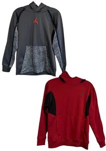 Lot Of 2 Nike Therma-Fit Air Jordan Jumpman Pullover Hoodies Sz Youth L (12-13) - Picture 1 of 7