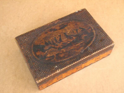 Old Antique Vintage Wooden Box Holder Case Chest Shaving Accessories Signed 1940 - Image 1 of 4