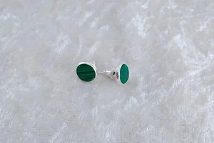 Lovely Malachite 8 mm , Silver Plated Stud Earrings. Handmade In Gift Bag - Picture 1 of 5