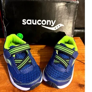 Saucony Ride 10 JR Kleinkind Jungen blau grün sportliche Laufschuhe Größe 4,5 - Bild 1 von 13