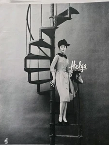 1959 Mujer Helga Vestido de Lana Abrigo a Juego Escalera de Cuerda Anuncio de Moda Vintage - Imagen 1 de 1