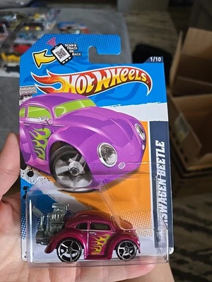 2012 Hot Wheels #151 Heat Fleet 1/10 VOLKSWAGEN BEETLE Pink Metal-Exhaust OH5 Sp - Image 1 of 4