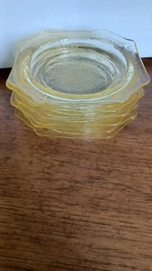 6 Anchor Hocking Square Princess Yellow Depression Glass 5 3/4" B & B Plates - Picture 1 of 4