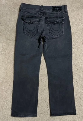 TRUE RELIGION Jeans MENS 34x28 (Fits: 36?) Ricky Flap SN Relaxed Straight Black - Image 1 of 4