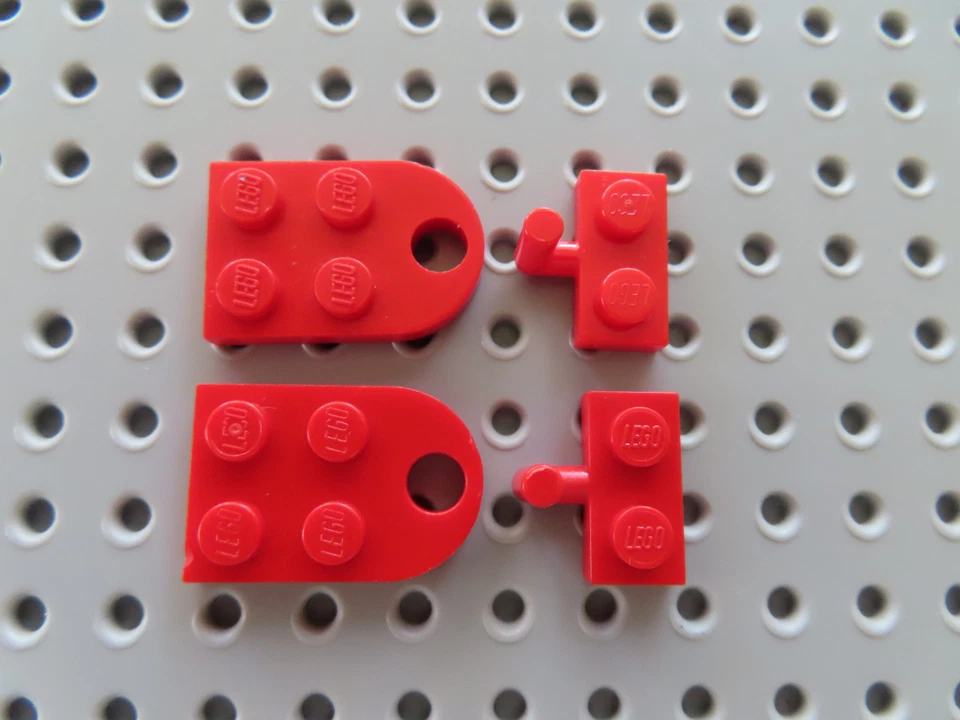 LEGO 2 x Kupplung Platte 3x2 Loch 3176 rot + 2 x Platte 4623 = 2 Paar - Bild 1 von 1