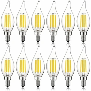 12x Luxrite 5W Vintage Candelabra LED Bulb Dimmable 4000K 550lm Cool White E12 - Picture 1 of 7