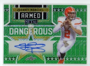 Johnny Manziel 2023 Hoja de Metal Armada y Peligrosa Onda Verde #/3 Automático #AD-JM3 - Imagen 1 de 2