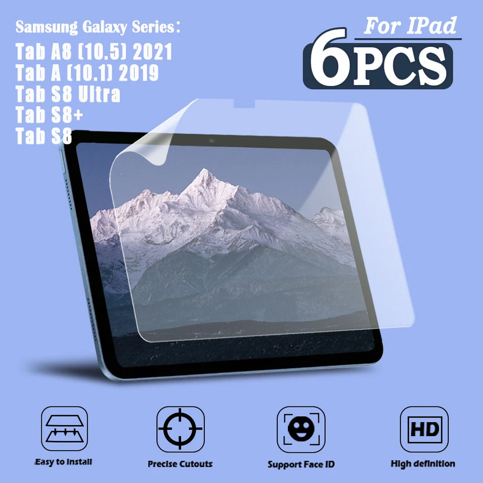 6Pcs Tablet Screen HD clear Protector Film For Samsung Galaxy Series - Image 1 of 4