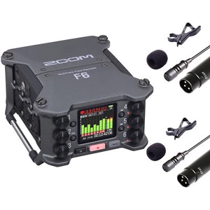 Zoom F6 6-Input Multi-Track Field Recorder with 2x Wired XLR Lavalier Microphone - Picture 1 of 10