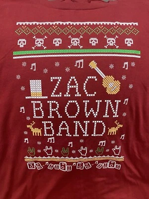 Zac Brown Band Christmas T Shirt Ugly Sweater Large Red Holiday Winter Official Foto 1 de 3