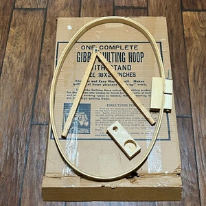 Vintage Gibbs Quilting Hoop with Stand  Original Advertising Box Sz 18” x 27” - Picture 1 of 19